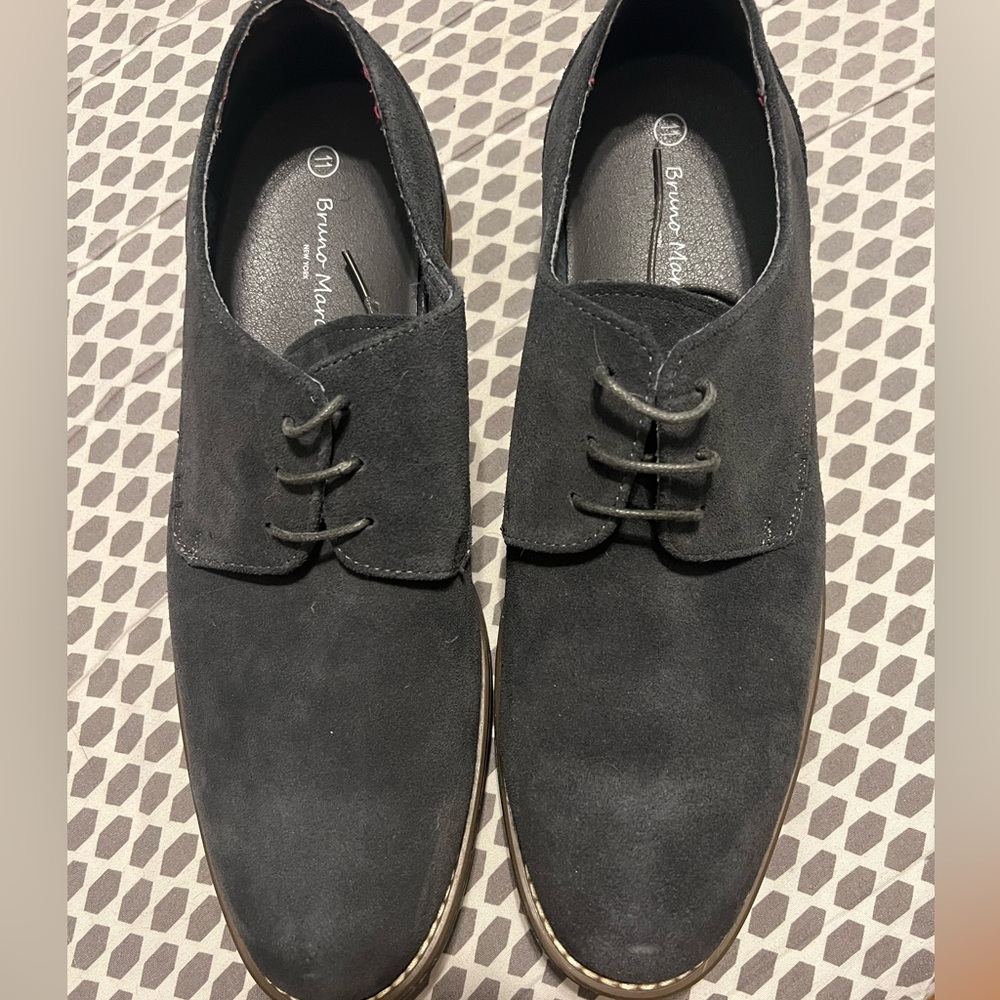 Bruno Marc Suede Gray Dress Shoes Prom Work